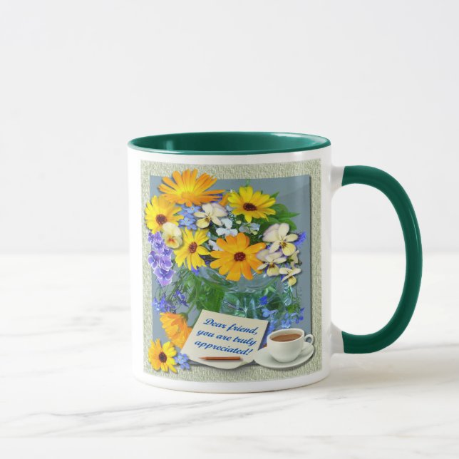MARIGOLD POSY ~ Vänskap Ringer mugg (Höger)