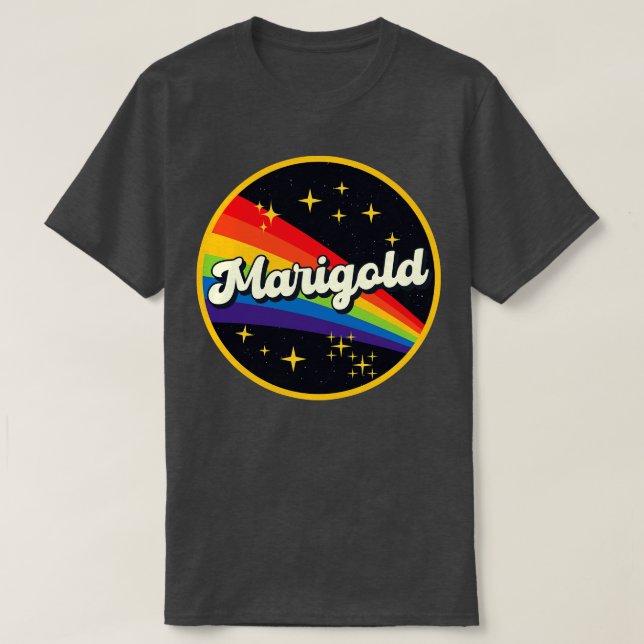 Marigold Rainbow in Space Vintage Stil T Shirt (Design framsida)
