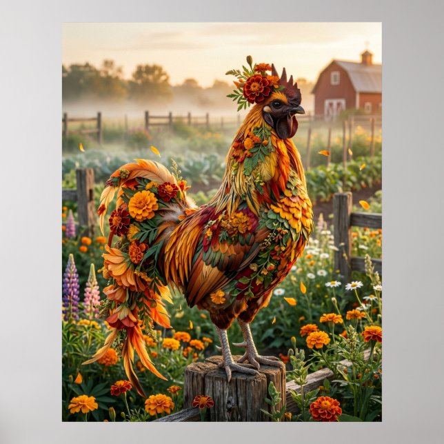 Marigold Rooster Sunrise Poster (Framsidan)