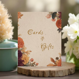 Marigold Rustic Blommigt Bröllopskort & Gifts-teck Fototryck