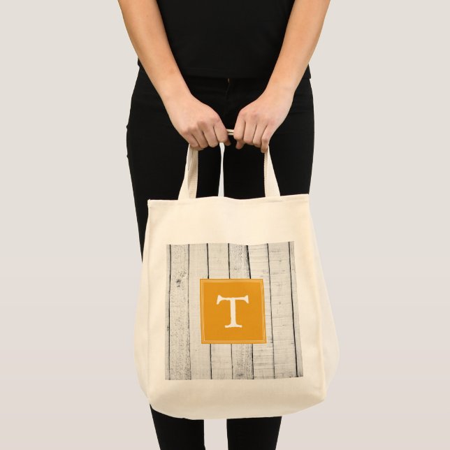 Marigold Rustic Monogram Tote Bag Tygkasse (Framsida (produkt))