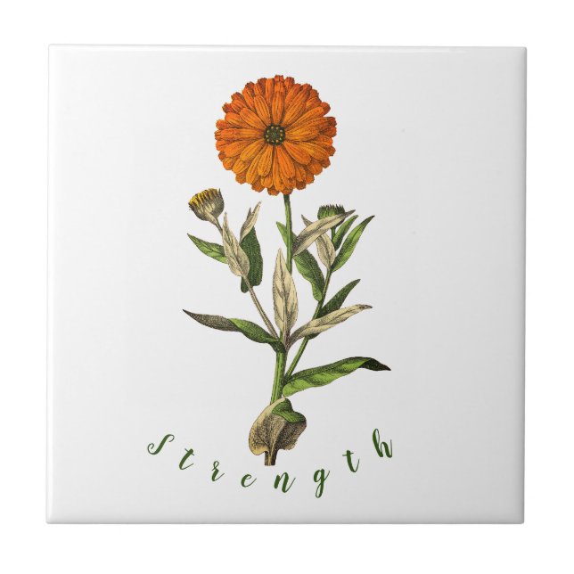 Marigold Strength Inspirational Ceramic Tile Kakelplatta (Framsidan)