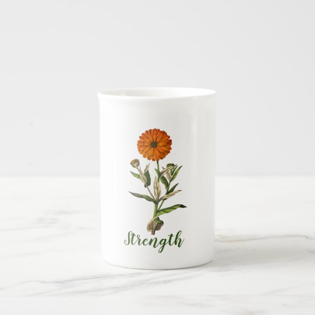 Marigold Strength Inspirational Påstående Mugg Benporslin Mugg (Framsidan)
