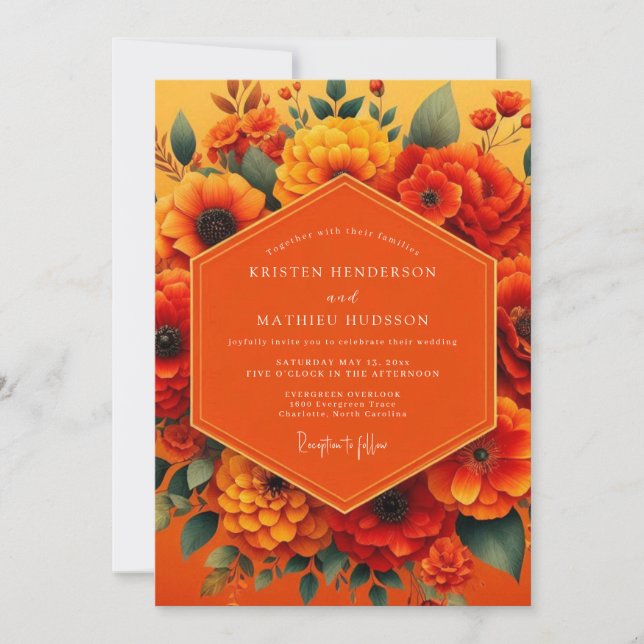 Marigold Vibrant Harvest Wedding Inbjudningar (Framsida)