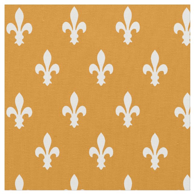 Marigold Victorian Fleur de Lys Fabric Tyg (Närbild)