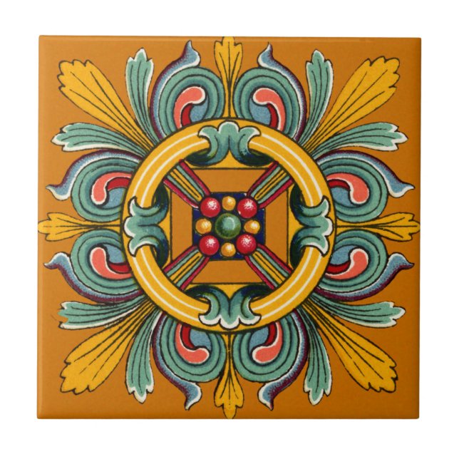 Marigold Victorian Tile Design Kakelplatta (Framsidan)