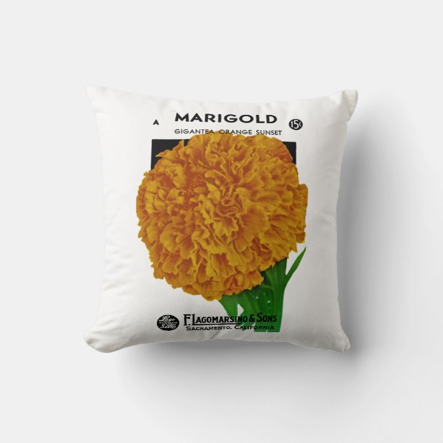 Marigold Vintage Seed Packet Kudde (Framsida)