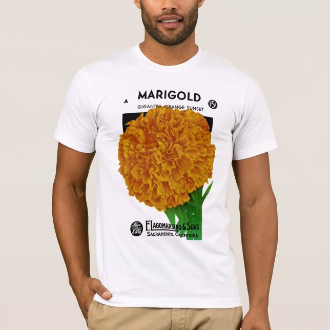Marigold Vintage Seed Packet T-shirt (Framsida)