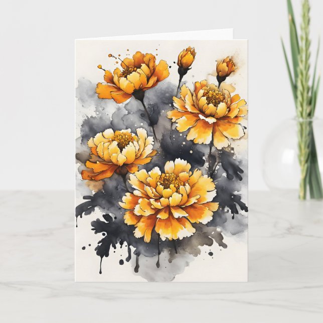 Marigold - Watercolor flowers Kort (Framsida)