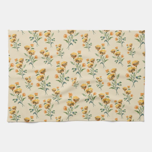 Marigold Watercolor Tea Towel Kökshandduk (Horisontell)