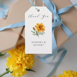 Marigold Wedding Elegant Watercolor Floral Yellow  Presentetikett