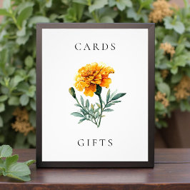 Marigold Yellow Floral Wedding Cards & Gifts Sign Fototryck