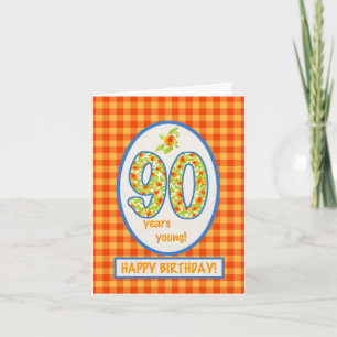 Marigolds and Check Gingham: 90:e födelsedagskort Kort