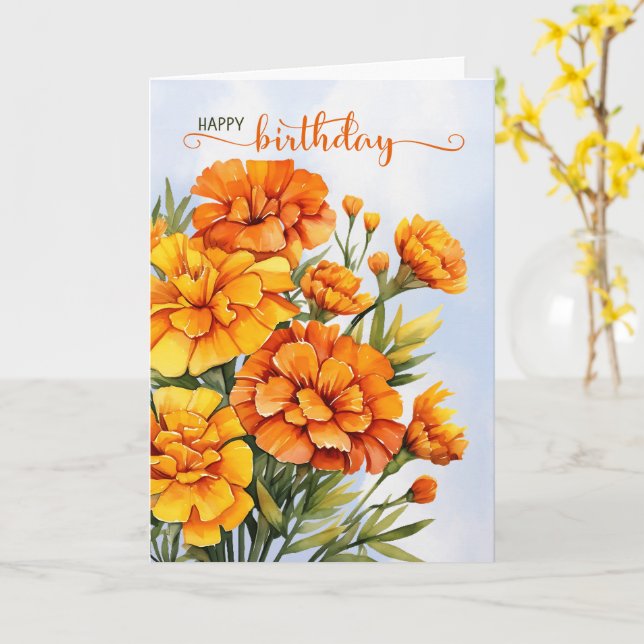 Marigolds for Autumn Season Birthday Kort (Gul blomma)