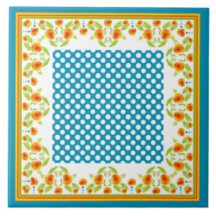 Marigolds Gräns och Polka dots Ceramic Tile Kakelplatta