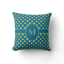 Marigolds, Grönt, Gult Polka Dot Monogram Pillow