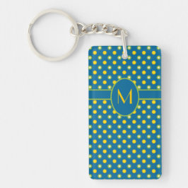 Marigolds Grönt, Gult Polkas Monogram Keychain