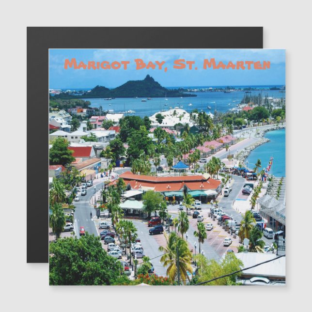 Marigot Bay, St. Maarten Magnetic Card (Fram/baksida)