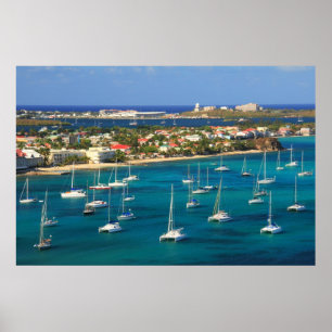 Marigot hamnstrand, St Martin Poster