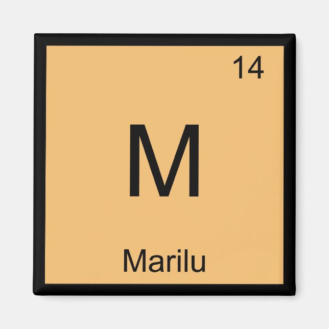 Marilu Namn kemi Inslag Periodic Bord Magnet (Framsidan)