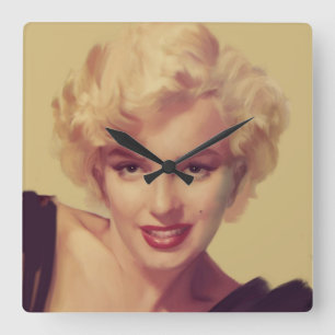 Marilyn i svart fyrkantig klocka