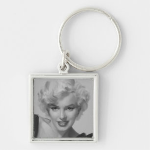Marilyn looken fyrkantig silverfärgad nyckelring
