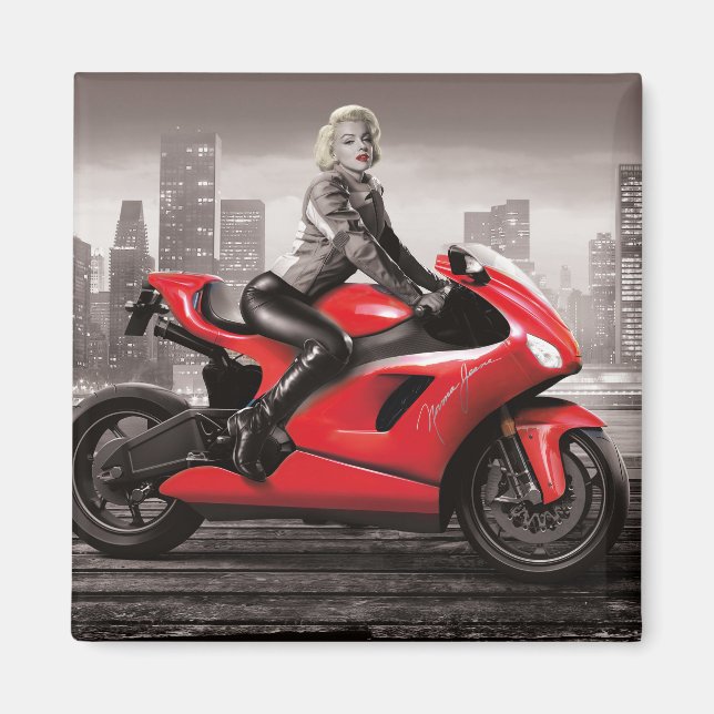 Marilyn motorcykel magnet (Framsidan)