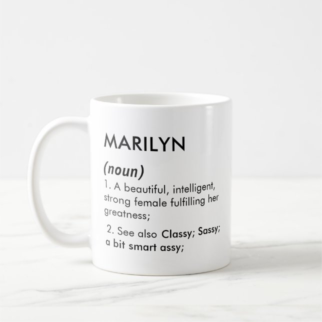 Marilyn namn, Redigerbart namn, Anpassat namn Kaffemugg (Vänster)
