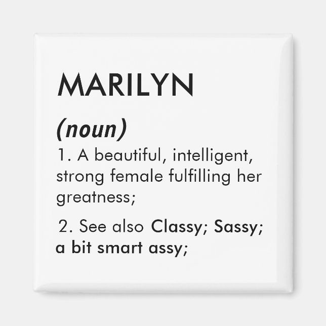 Marilyn namn, Redigerbart namn, Anpassat namn Magnet (Framsidan)