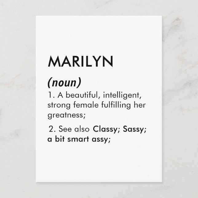 Marilyn namn, Redigerbart namn, Anpassat namn Vykort (Framsida)