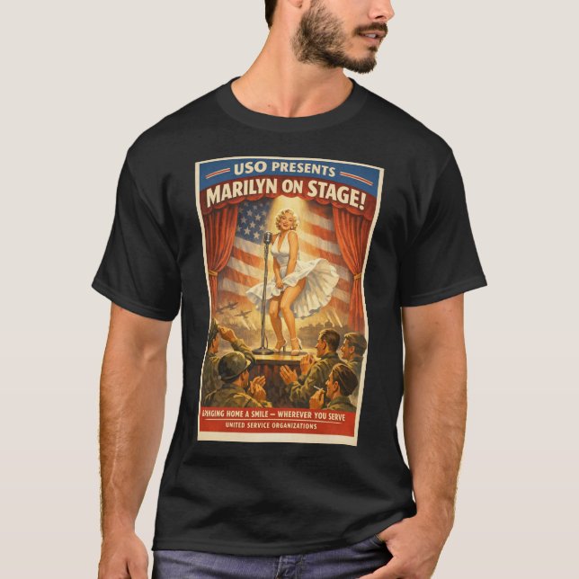 Marilyn "USO-turné" Vintageaffisch T Shirt (Framsida)