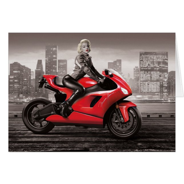 Marilyns motorcykel hälsningskort (Framsidan Horizontal)