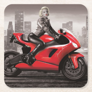 Marilyns motorcykel underlägg papper kvadrat