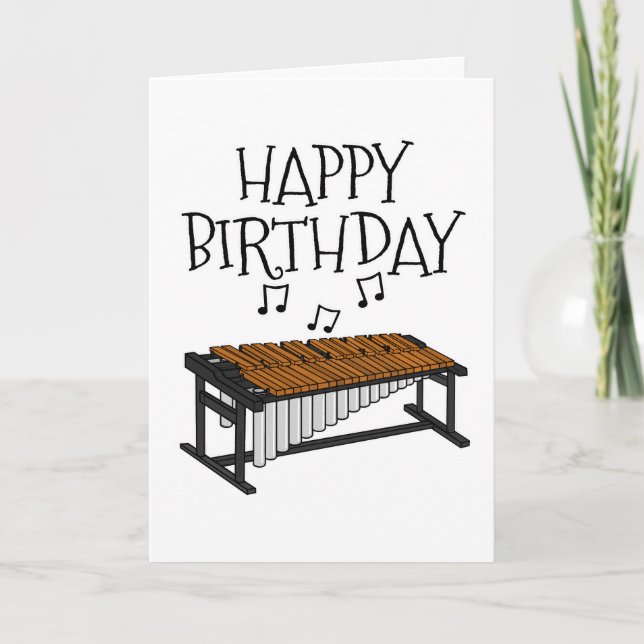 Marimba Birthday Card Percussionist Musician Tack Kort (Framsida)