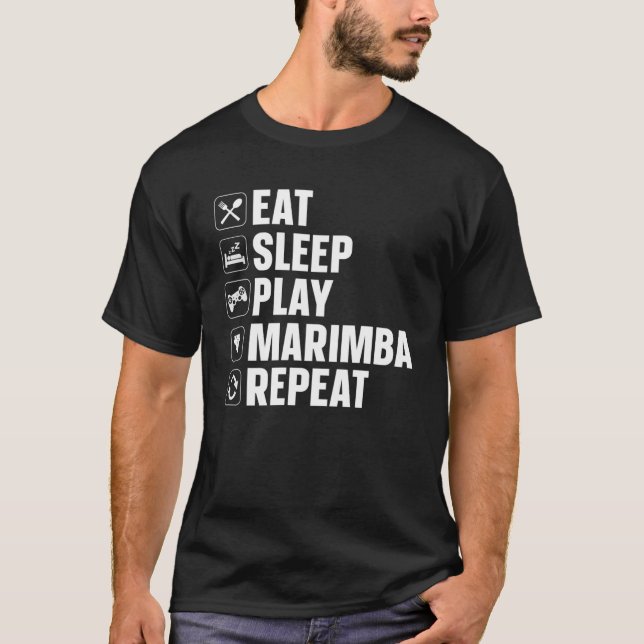 Marimba Eat Ssov Play Marimba T Shirt (Framsida)