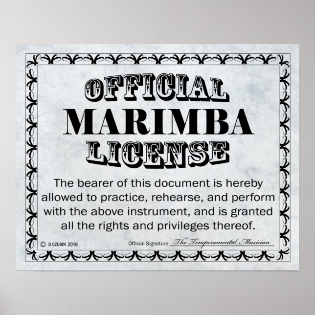 Marimba License Poster (Framsidan)