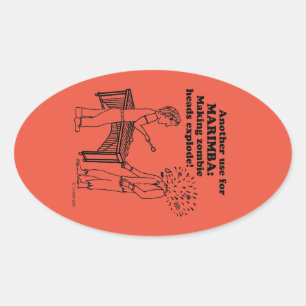 Marimba Zombie Explode Oval Sticker Ovalt Klistermärke