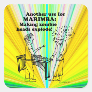 Marimba Zombie Explode Square Sticker Fyrkantigt Klistermärke