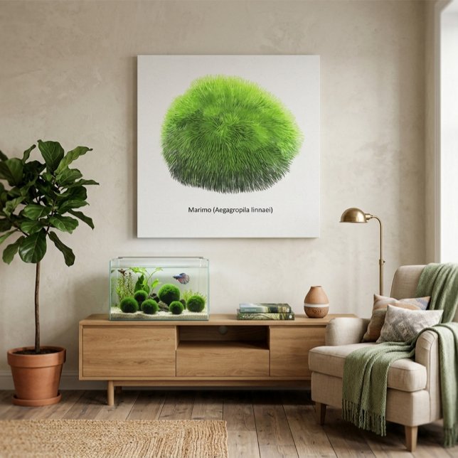 Marimo Mossboll Handritad  Canvastryck (Skapare uppladdad)