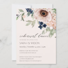 marin anemone Blommigt Rehearsal Dinner Inbjudan