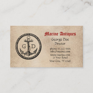 Marin- antikviteter med monogramen visitkort