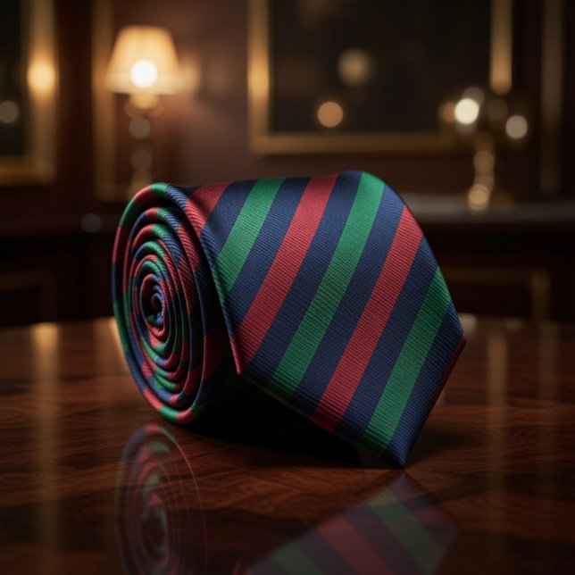 Marin Burgundergrön Klassisk Regementsrandig Slips (Skapare uppladdad)