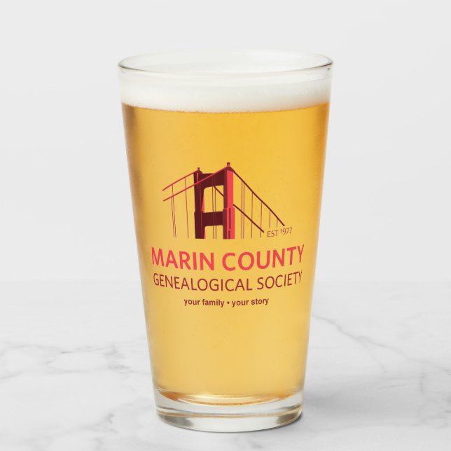 Marin County Genealogical Society Logotyp Glaskopp (Framsida fylld)