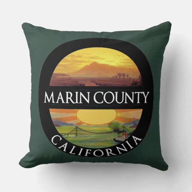 Marin County Mount Tamalpais T-Shirt Kudde (Framsida)