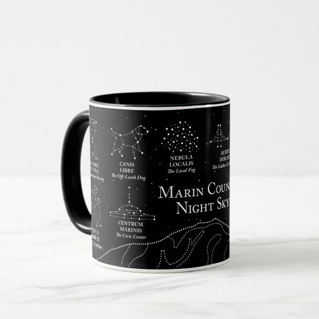 Marin County Night Sky 11 oz mugg svart (Framsida vänster)