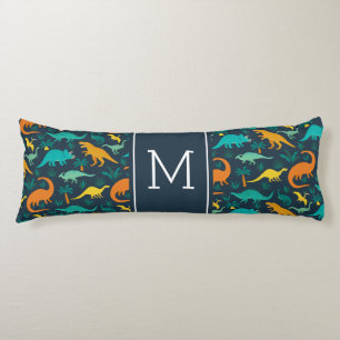 Marin   Cute Colorful Dinosaur Mönster Kid Monogra Kroppskudde