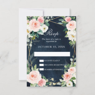 marin dammblått Blommigt Geometric Botanical OSA Kort