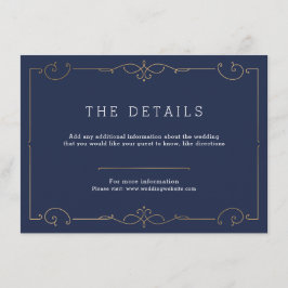 Marin elegant modern klassisk vigselkort detalj tilläggskort
