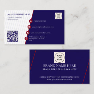 Marin Enkel Formell QR-kod Professionell Modern Visitkort