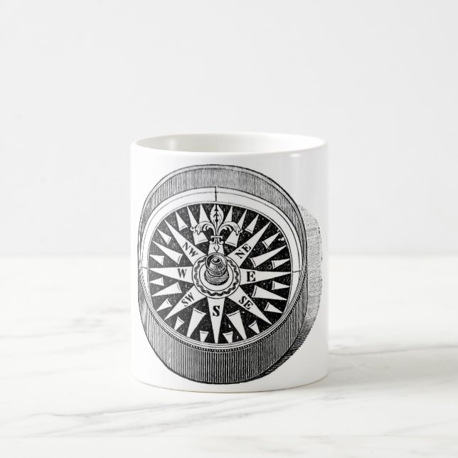 Marin- etsning för klassiker - kompass kaffemugg (Center)